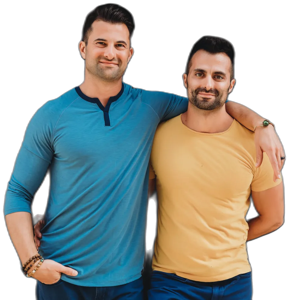 Guy and Ilan Ferdman, co-founders of Satori Prime, standing together with an arm around each other